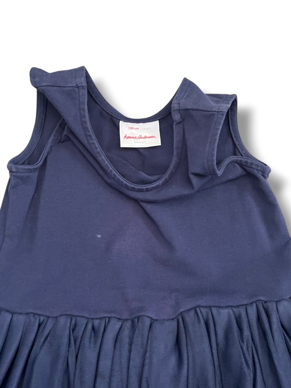 Hanna Andersson Navy Blue Sleeveless Tulle Twirl Dress Size 6-7Y 120cm - Picture 2 of 3